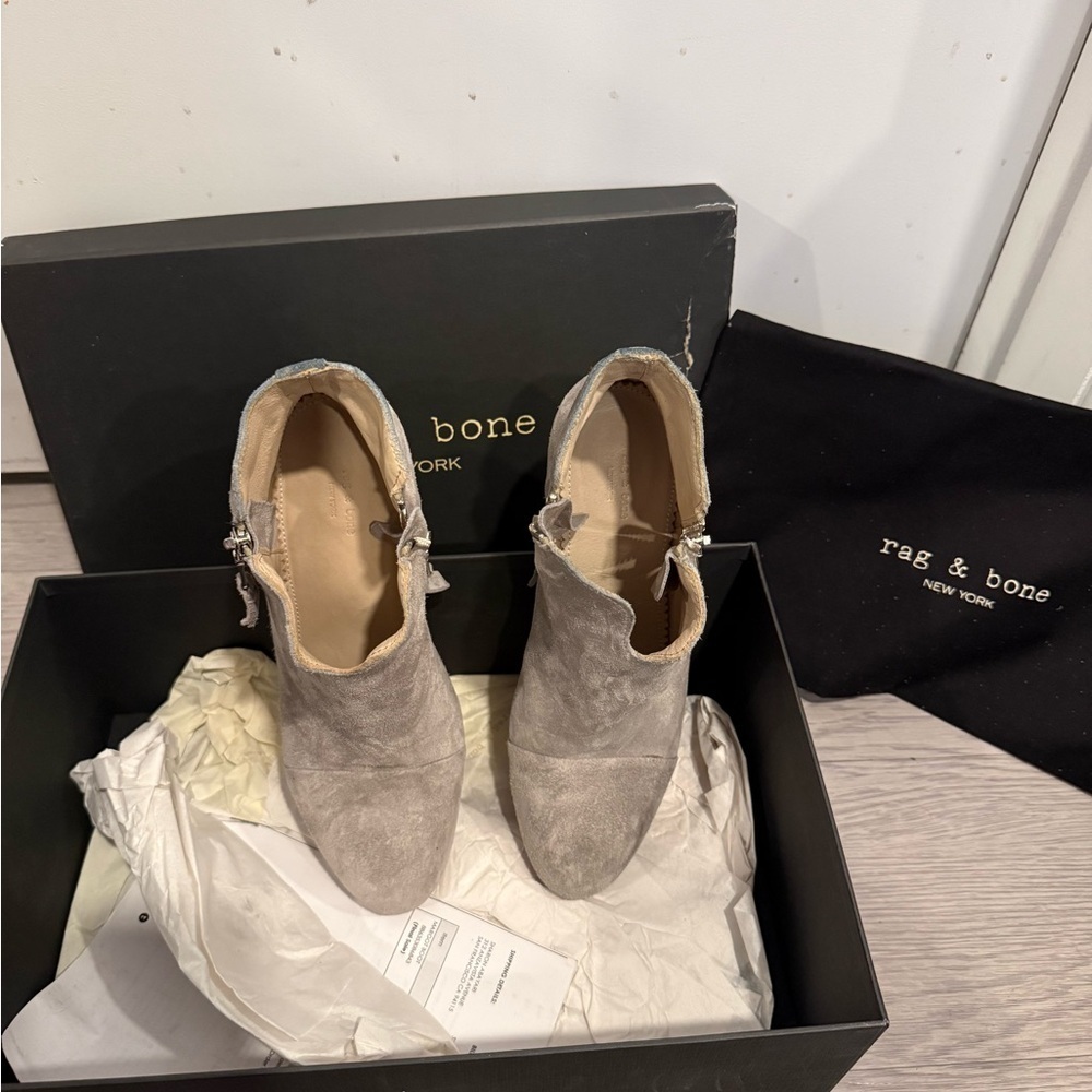 Rag And Bone Suede Margot Ankle Boots Light Grey Size 38